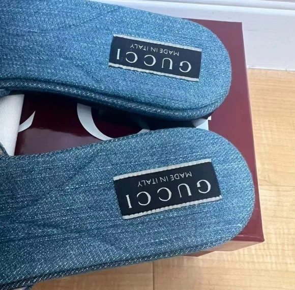 🌟New Gucci Denim Slide Mules - Picture 2 of 5